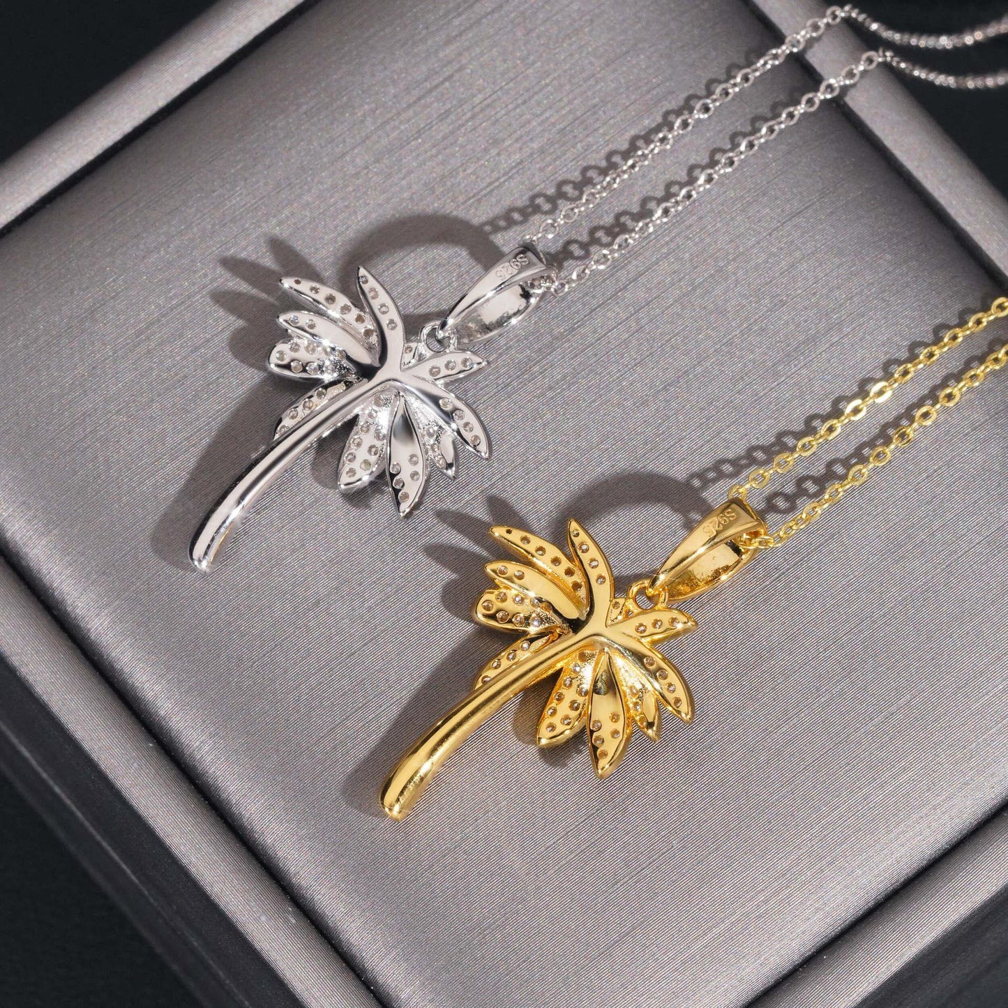 S925 Silver D Color Moissanite Palm Tree Pendant Necklace – Hip-Hop Jewelry, Trendy Accessory - CaratixJewelry