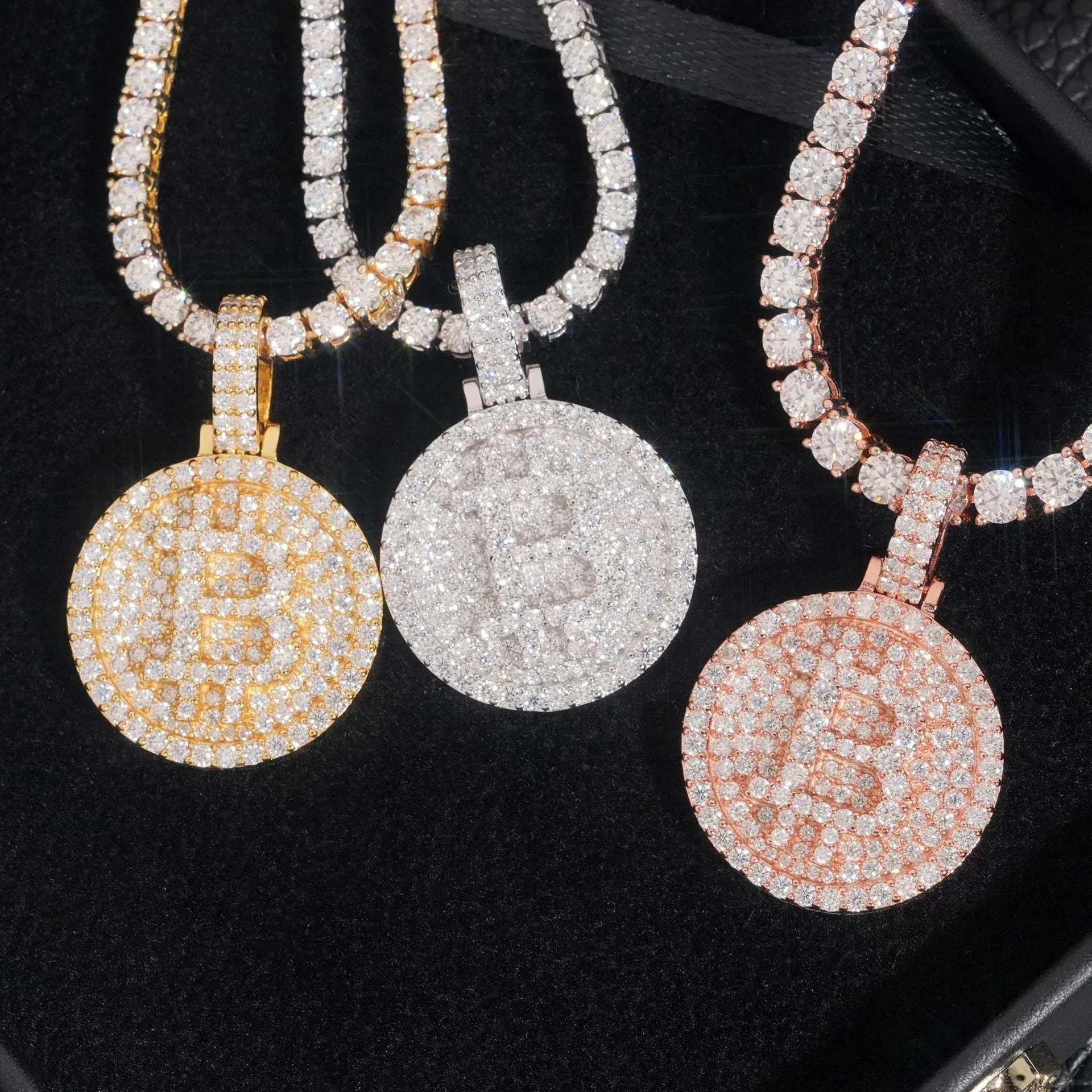 S925 Silver Moissanite Bitcoin Pendant – Hip-Hop European & American Trendy Jewelry - CaratixJewelry