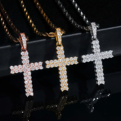 S925 Silver Moissanite Cross Pendant – High-Quality Jewelry, Sparkling Design - CaratixJewelry