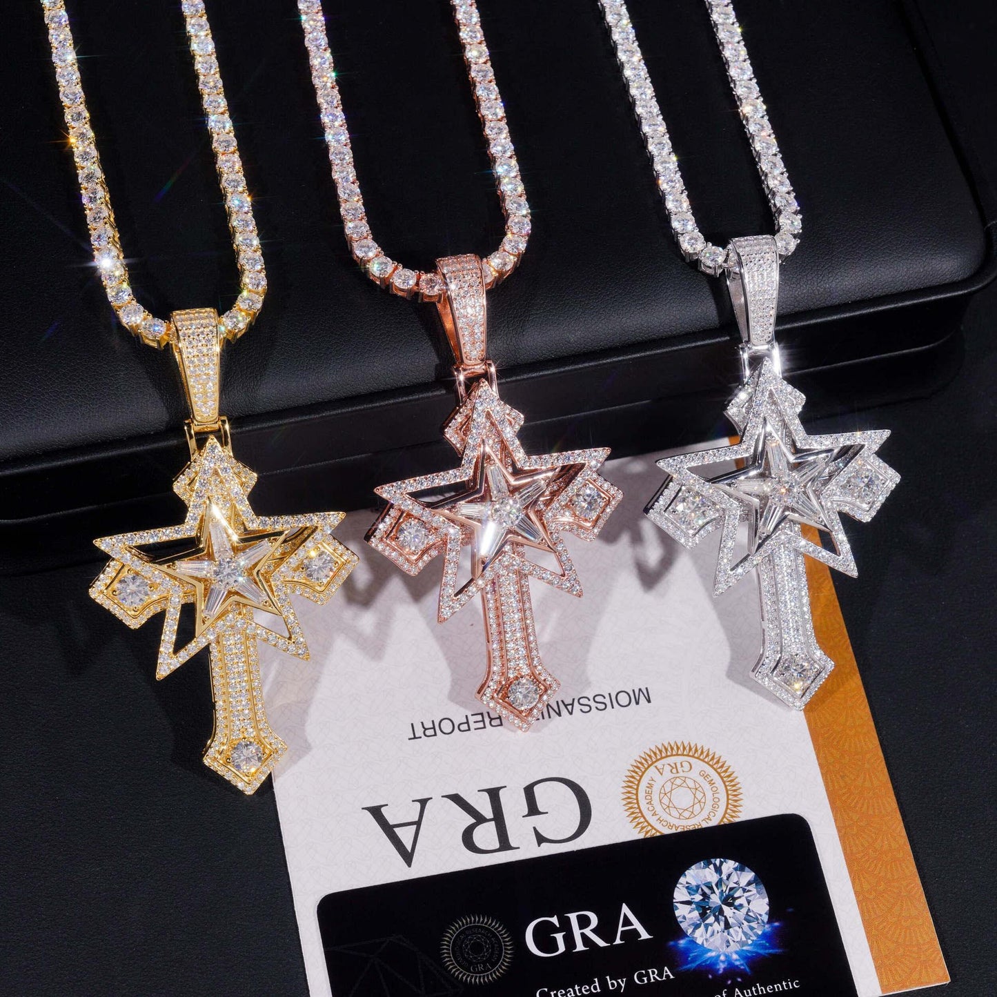 S925 Silver Moissanite Cross Pendant – High-Quality Moissanite Stone, Fits Tennis Chain Necklace - CaratixJewelry