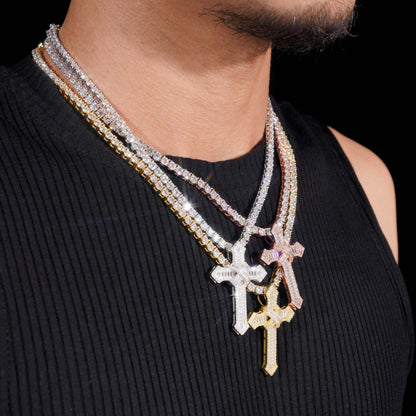 S925 Silver Moissanite Cross Pendant – Hip-Hop Style, Fits GRA Chain Necklace - CaratixJewelry