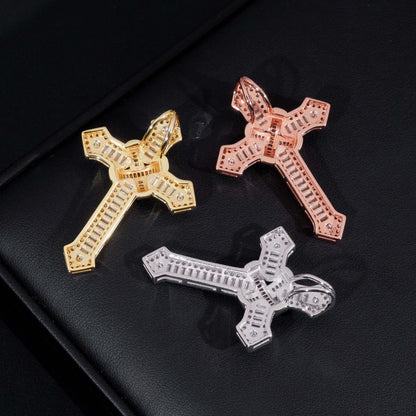 S925 Silver Moissanite Cross Pendant – Hip-Hop Style, Fits GRA Chain Necklace - CaratixJewelry
