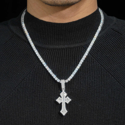 S925 Silver Moissanite Cross Pendant Necklace – High-Quality, Trendy Jewelry - CaratixJewelry