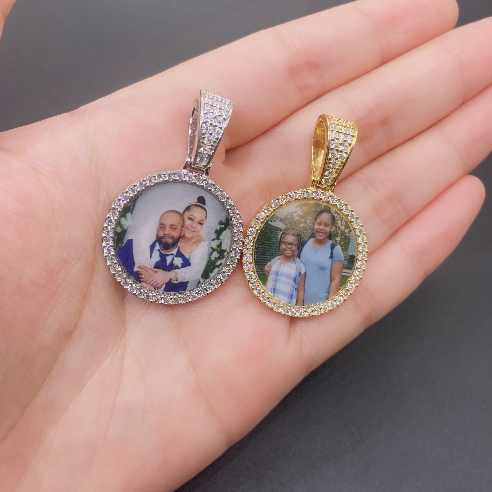 S925 Silver Moissanite Custom Photo Pendant – Hip - Hop Jewelry Picture Frame Necklace - CaratixJewelry