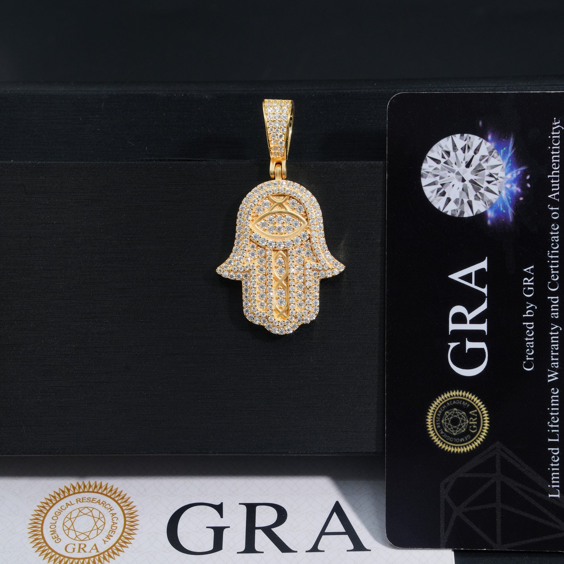 S925 Silver Moissanite Hand Pendant Necklace – Cool Hip - Hop Style, Trendy Jewelry - CaratixJewelry