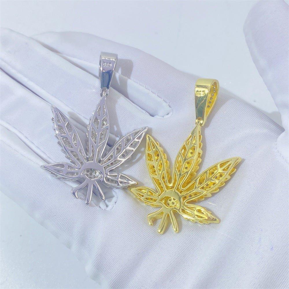 S925 Silver Moissanite Leaf Pendant – Hip-Hop Style Jewelry Necklace - CaratixJewelry