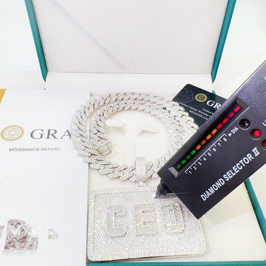 S925 Silver Moissanite Letter Pendant – Unisex Hip - Hop Style, Trendy Jewelry - CaratixJewelry