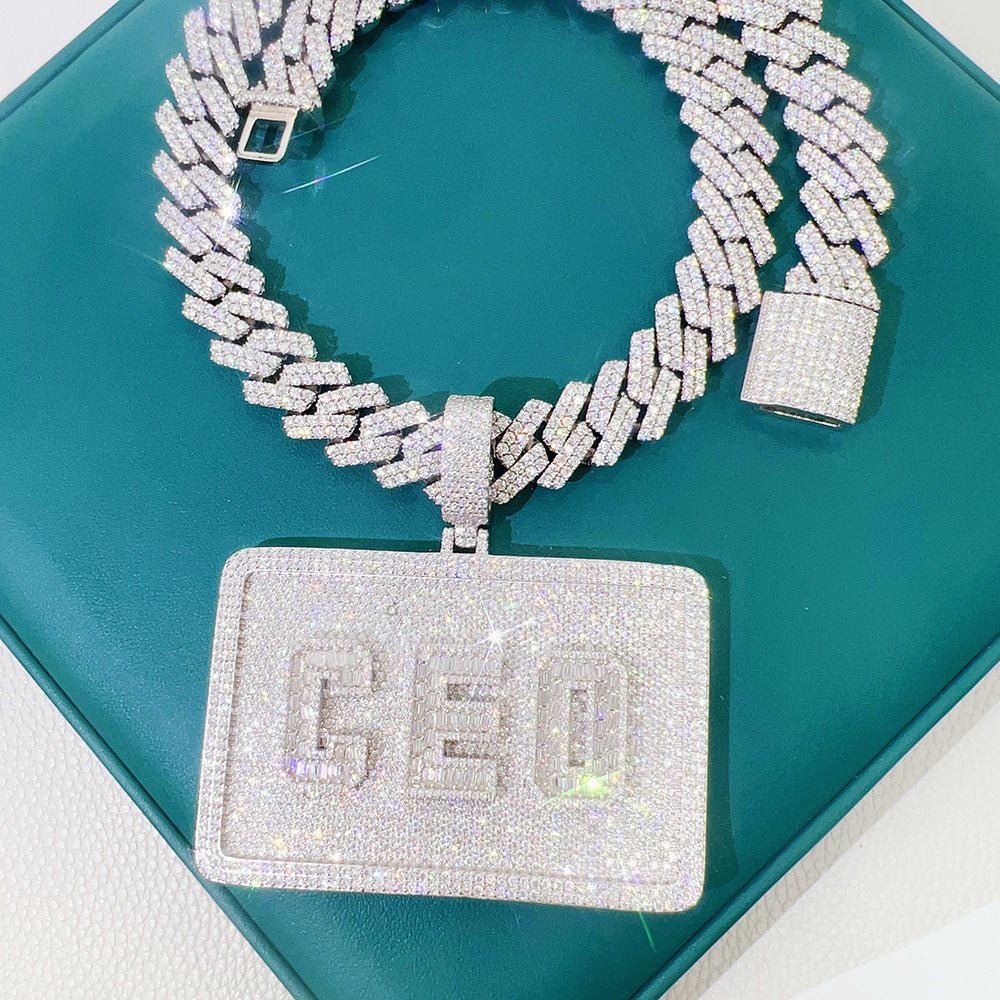 S925 Silver Moissanite Letter Pendant – Unisex Hip - Hop Style, Trendy Jewelry - CaratixJewelry