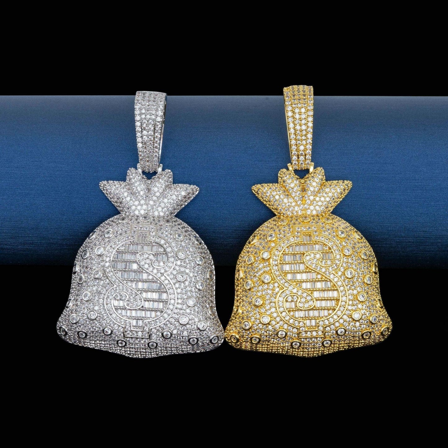 S925 Silver Moissanite Money Bag Pendant – Hip-Hop Style, Fits Cuban & Tennis Chain Necklace - CaratixJewelry
