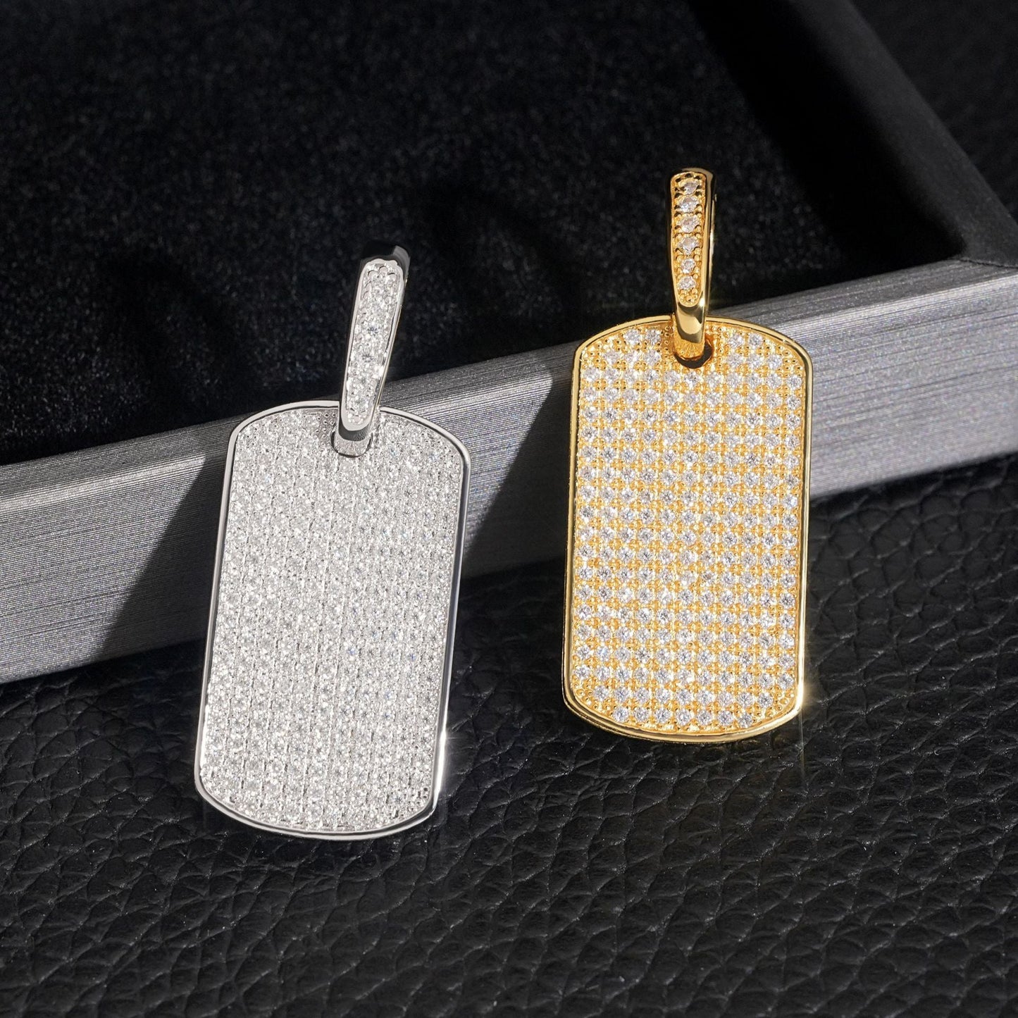 S925 Silver Moissanite Rectangular Pendant – Hip - Hop Rapper Trendy Jewelry - CaratixJewelry