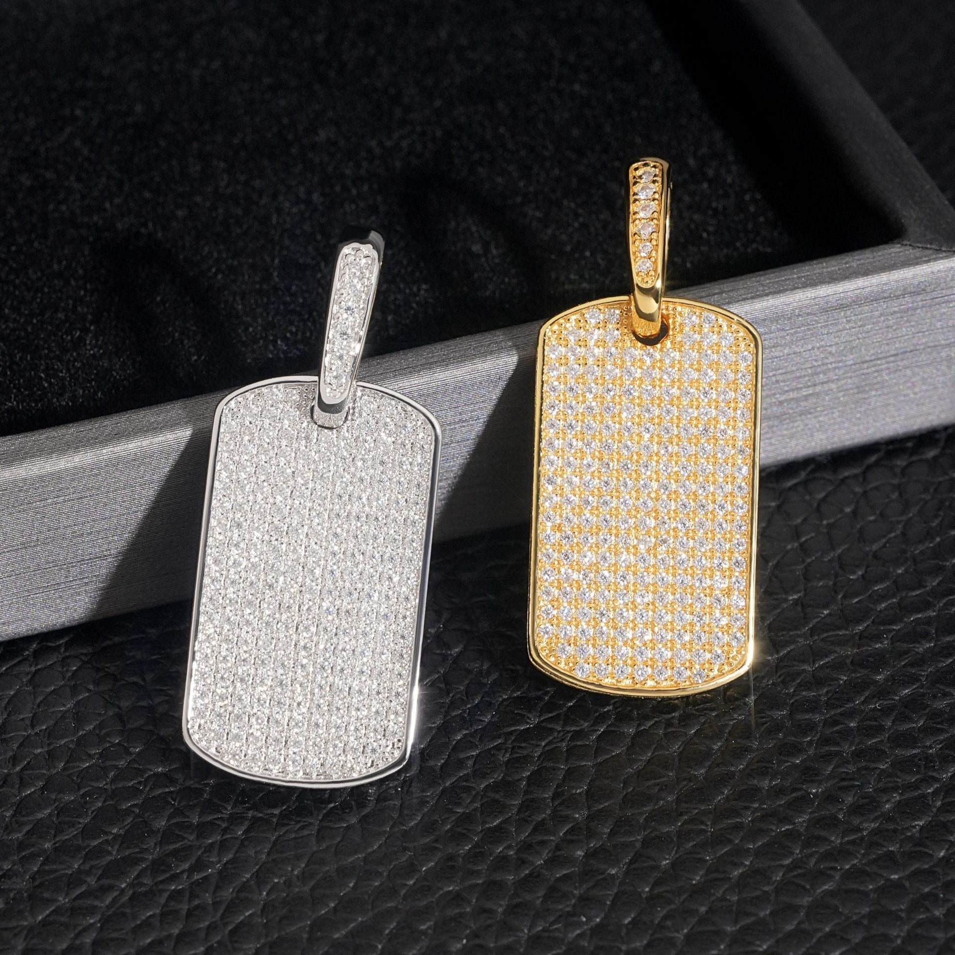 S925 Silver Moissanite Rectangular Pendant – Hip - Hop Rapper Trendy Jewelry - CaratixJewelry