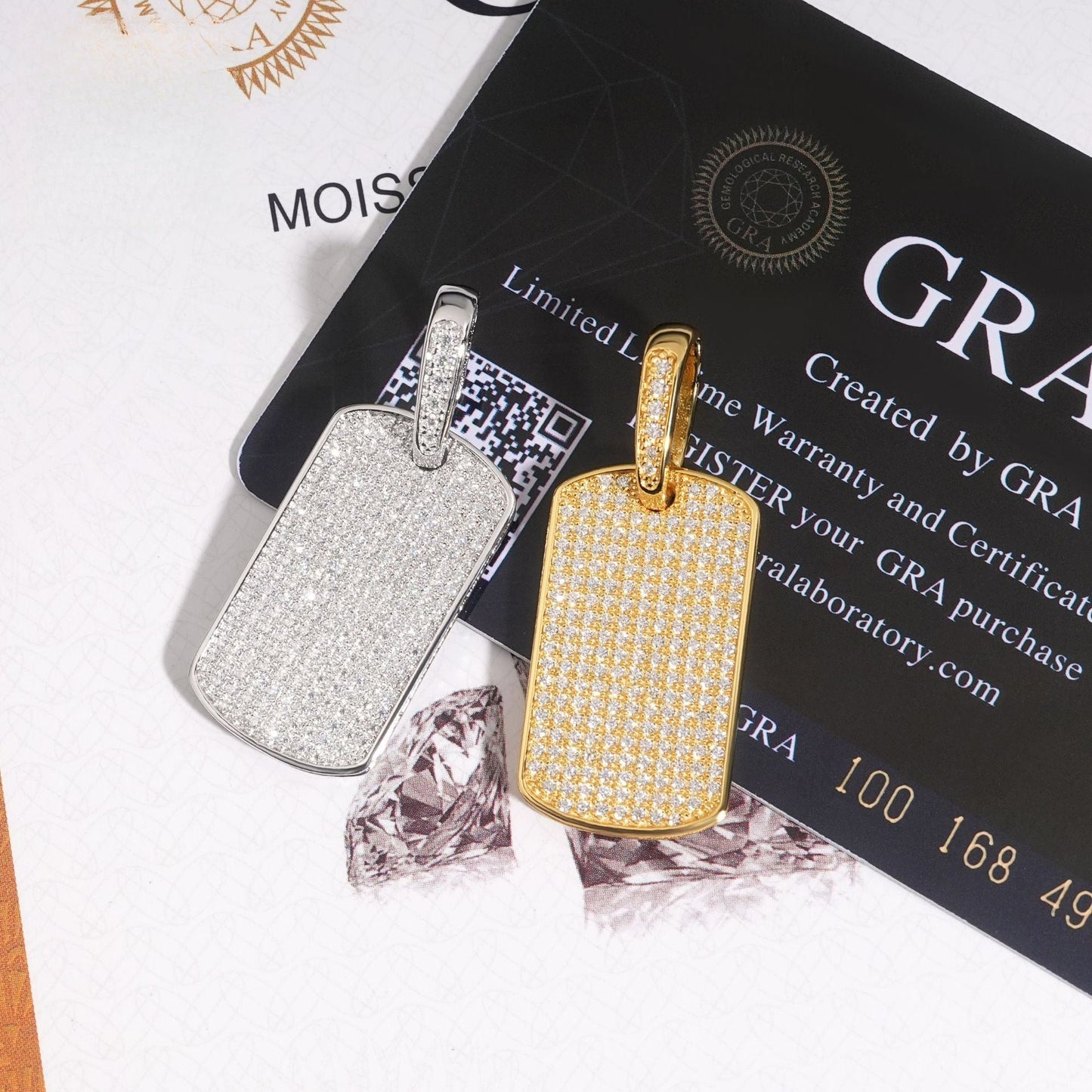 S925 Silver Moissanite Rectangular Pendant – Hip - Hop Rapper Trendy Jewelry - CaratixJewelry