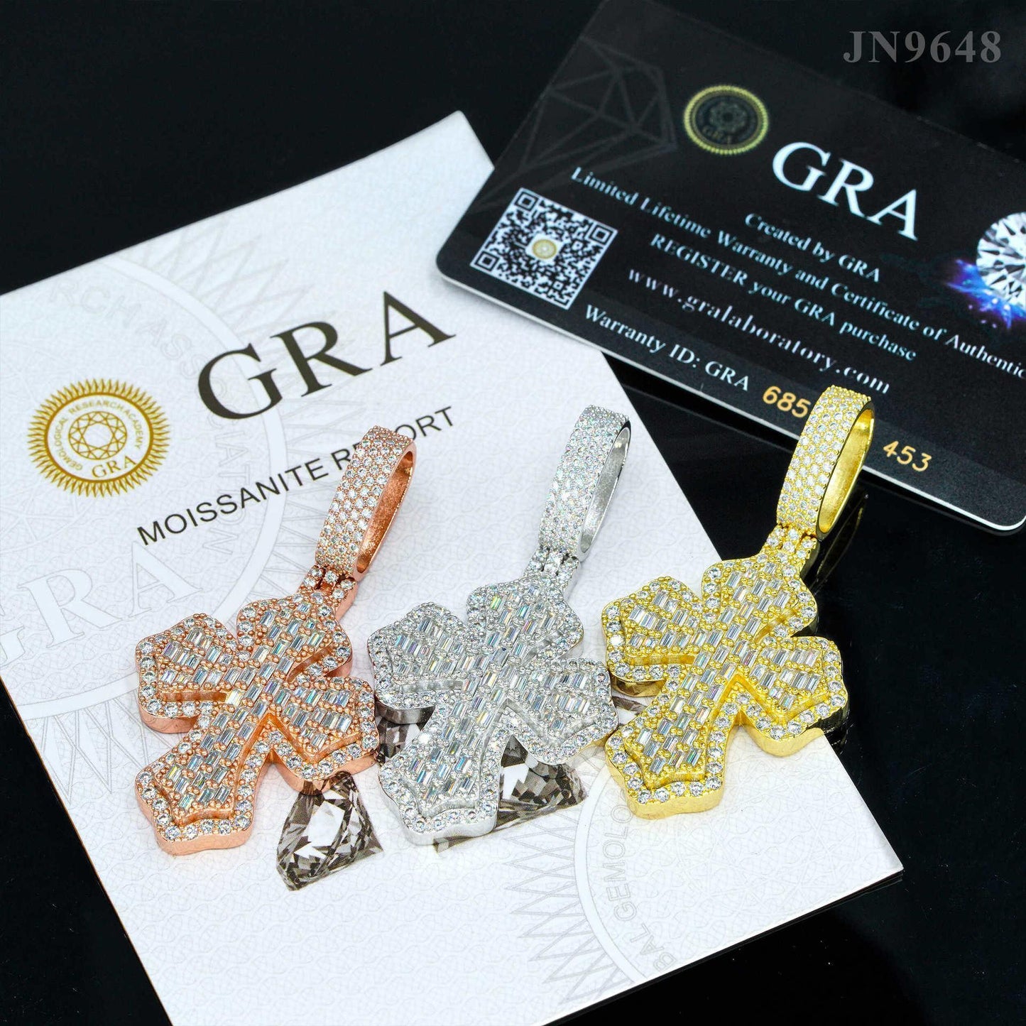 S925 Silver Moissanite Step-Cut Cross Pendant – Mini Hip-Hop Style Necklace - CaratixJewelry