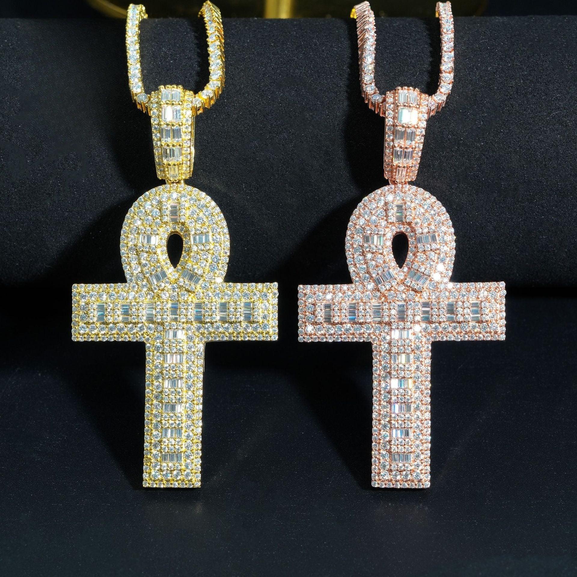 S925 Sterling Silver Cross Pendant with D Color Moissanite – Hip Hop Style, New Trend Jewelry - CaratixJewelry