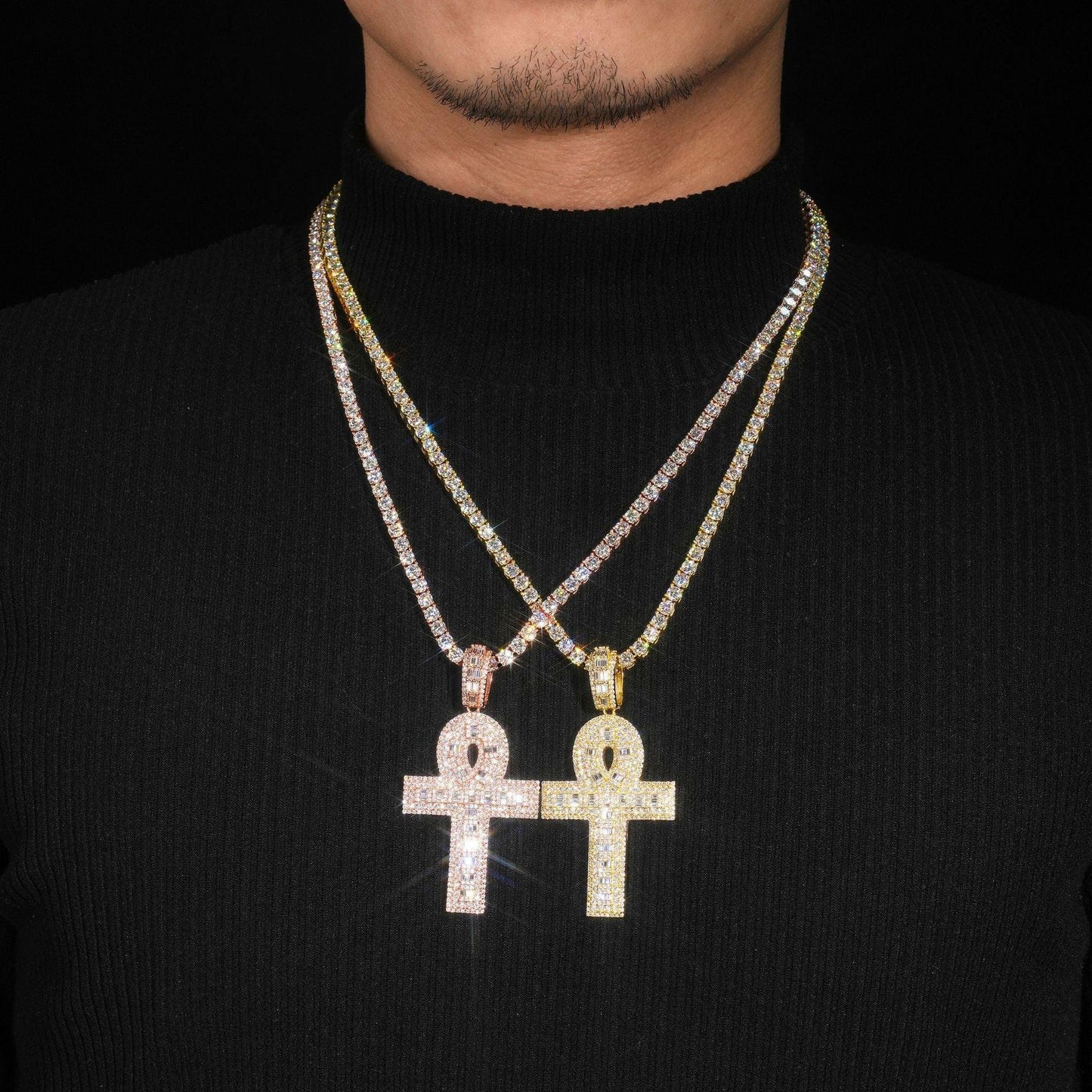 S925 Sterling Silver Cross Pendant with D Color Moissanite – Hip Hop Style, New Trend Jewelry - CaratixJewelry