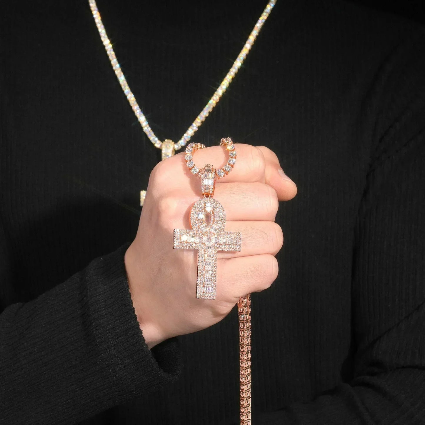 S925 Sterling Silver Cross Pendant with D Color Moissanite – Hip Hop Style, New Trend Jewelry - CaratixJewelry