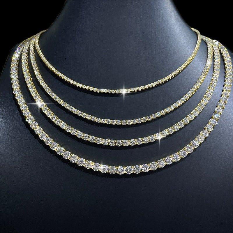 S925 Sterling Silver Moissanite Tennis Chain Necklace – Unisex Iced-Out Tennis Jewelry - CaratixJewelry