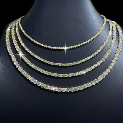 S925 Sterling Silver Moissanite Tennis Chain Necklace – Unisex Iced-Out Tennis Jewelry - CaratixJewelry
