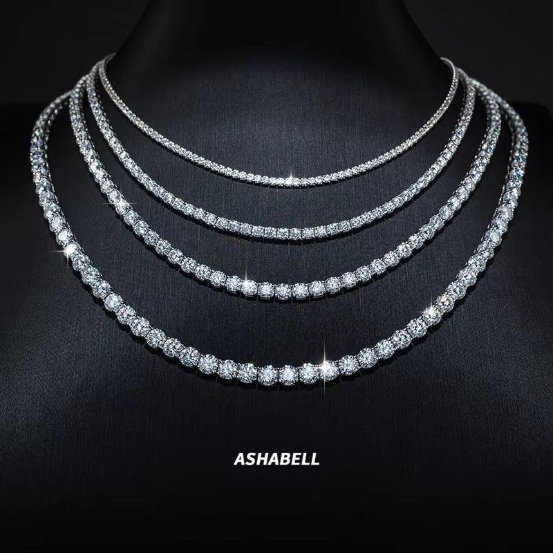 S925 Sterling Silver Moissanite Tennis Chain Necklace – Unisex Iced-Out Tennis Jewelry - CaratixJewelry