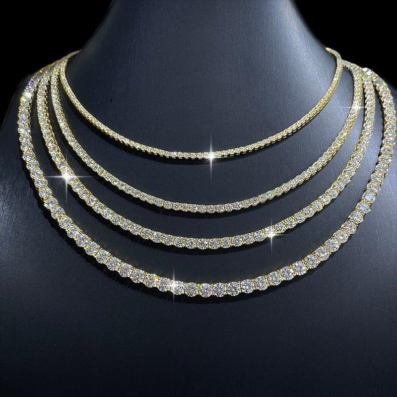 S925 Sterling Silver Moissanite Tennis Chain Necklace – Unisex Iced-Out Tennis Jewelry - CaratixJewelry