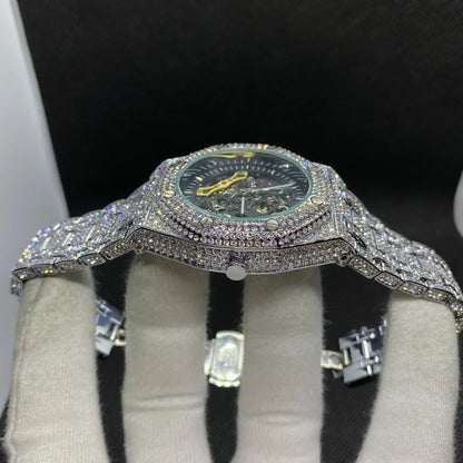 Self-Wind Mechanical Skeleton Iced Out Watch – Luxury Hip Hop Timepiece - CaratixJewelry