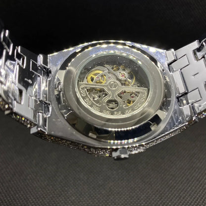 Self-Wind Mechanical Skeleton Iced Out Watch – Luxury Hip Hop Timepiece - CaratixJewelry