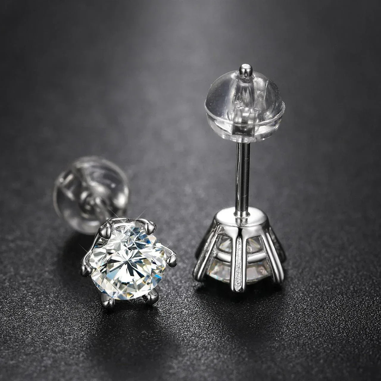 Solid 925 Sterling 6-Claw 0.5/1CT D Color VVS Bling Earrings - CaratixJewelry