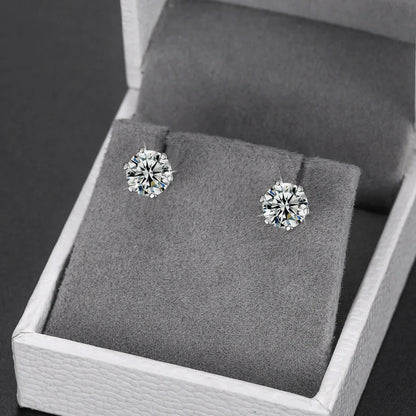 Solid 925 Sterling 6-Claw 0.5/1CT D Color VVS Bling Earrings - CaratixJewelry