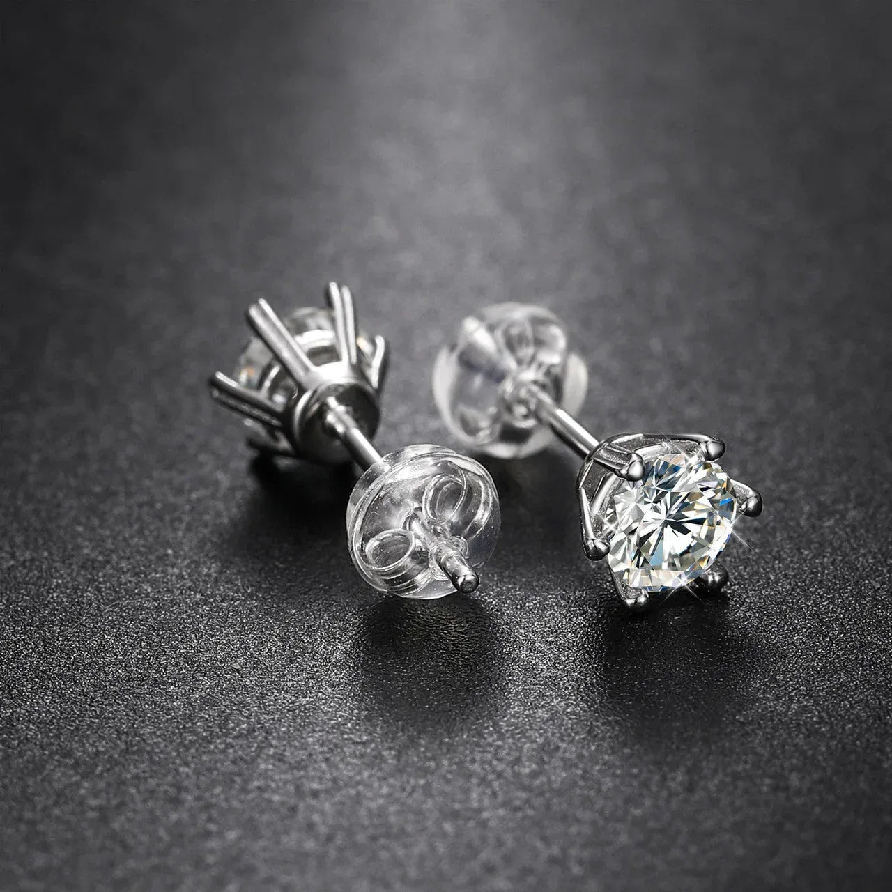 Solid 925 Sterling 6-Claw 0.5/1CT D Color VVS Bling Earrings - CaratixJewelry