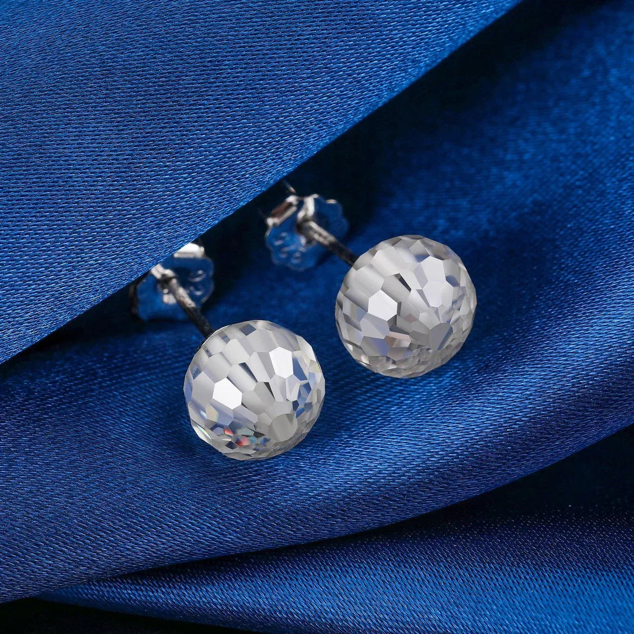 Solid 925 Silver VVS Moissanite Disco Ball Bling Earrings - CaratixJewelry