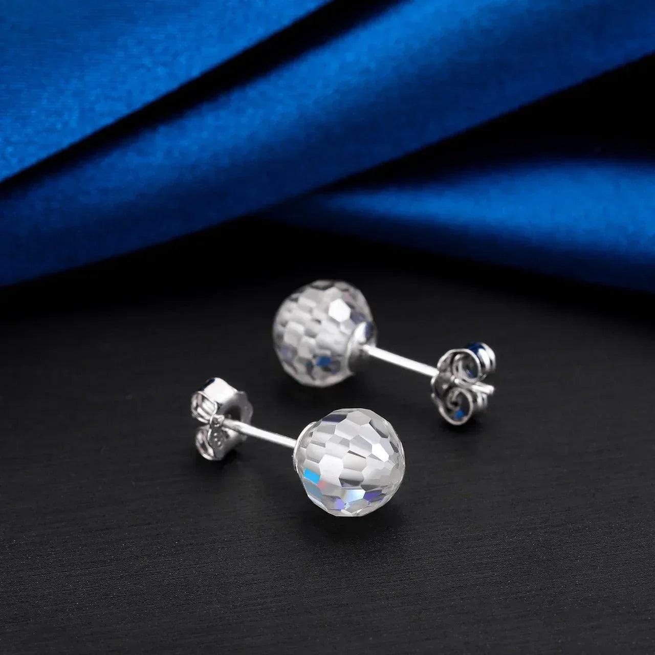 Solid 925 Silver VVS Moissanite Disco Ball Bling Earrings - CaratixJewelry