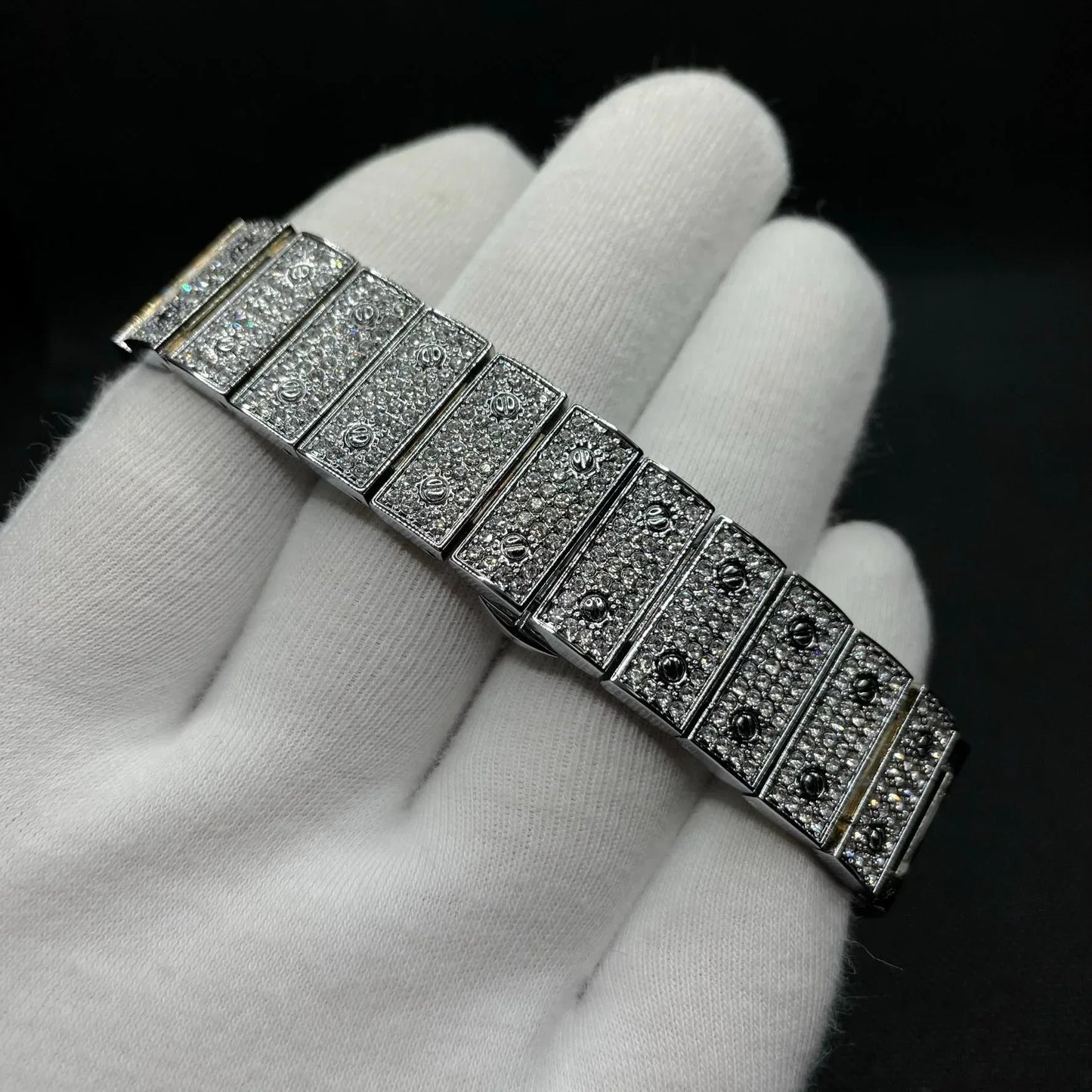 Square White Gold Dial VVS Numerals Iced Out Watch – Luxury Hip Hop Timepiece - CaratixJewelry