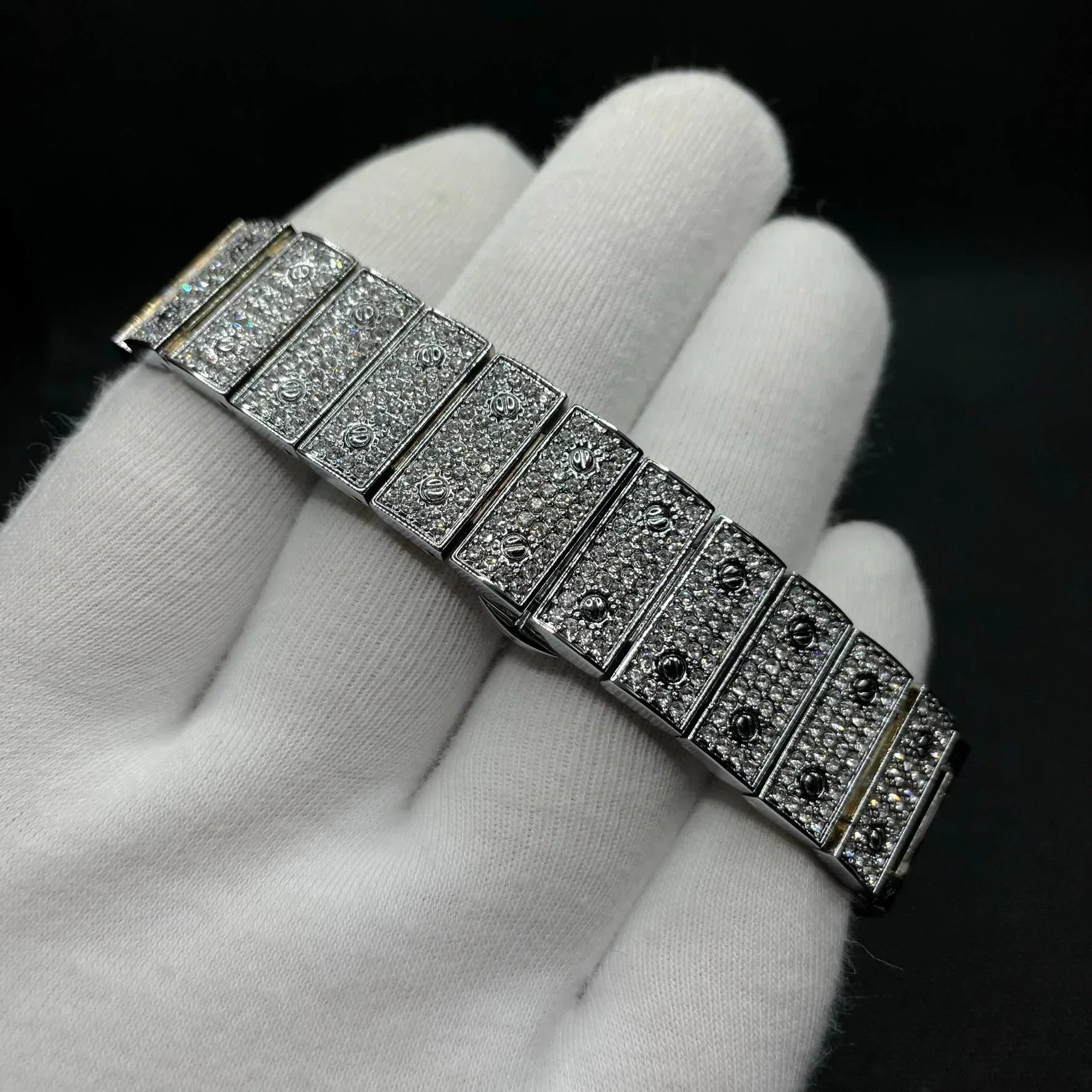 Square White Gold Dial VVS Numerals Iced Out Watch – Luxury Hip Hop Timepiece - CaratixJewelry