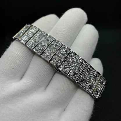 Square White Gold Dial VVS Numerals Iced Out Watch – Luxury Hip Hop Timepiece - CaratixJewelry