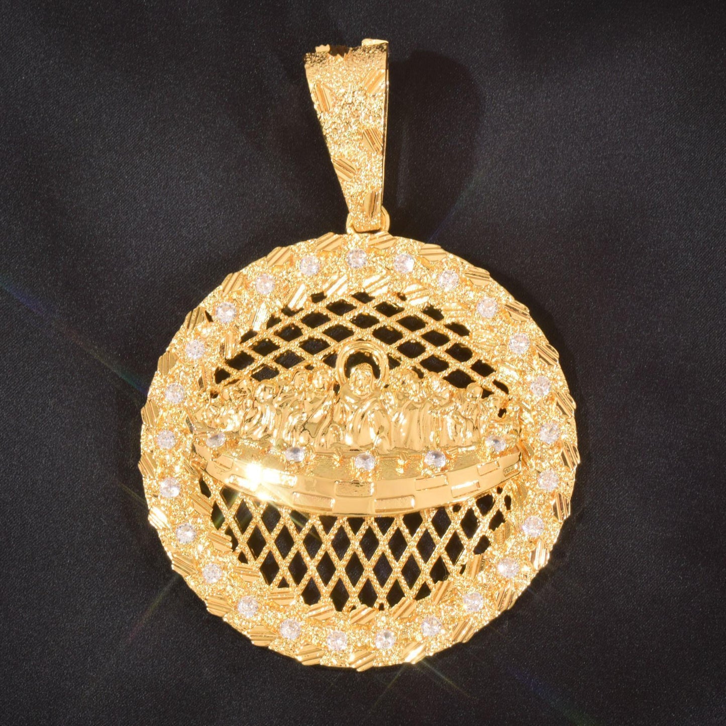 Trendy Jesus Disc Pendant Iced Out Synthetic Moissanite Necklace - CaratixJewelry