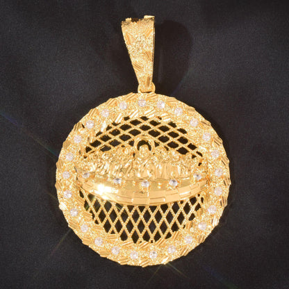 Trendy Jesus Disc Pendant Iced Out Synthetic Moissanite Necklace - CaratixJewelry