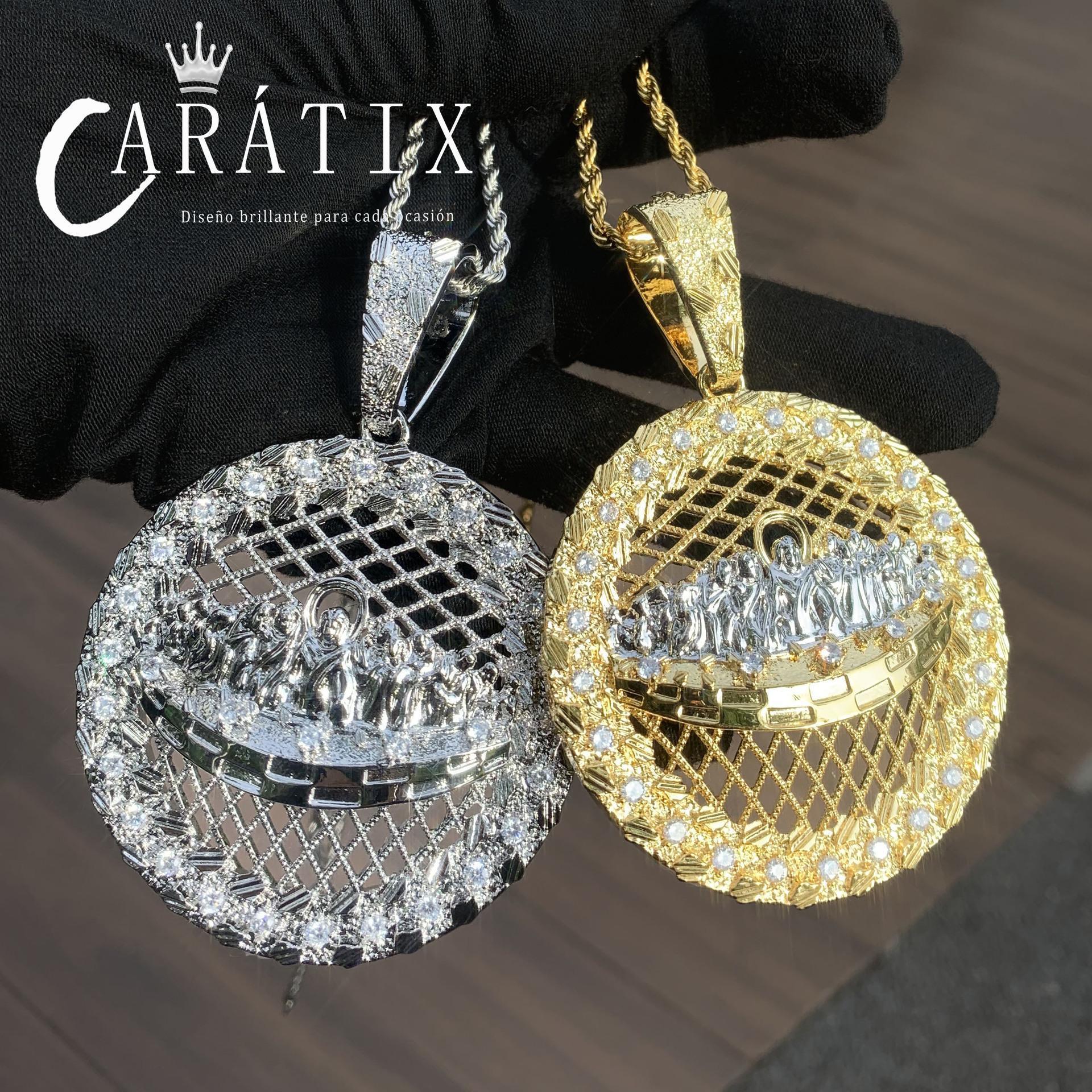 Trendy Jesus Disc Pendant Iced Out Synthetic Moissanite Necklace - CaratixJewelry