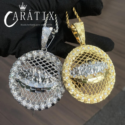 Trendy Jesus Disc Pendant Iced Out Synthetic Moissanite Necklace - CaratixJewelry