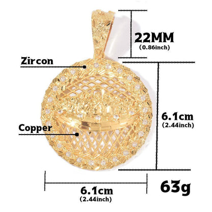 Trendy Jesus Disc Pendant Iced Out Synthetic Moissanite Necklace - CaratixJewelry