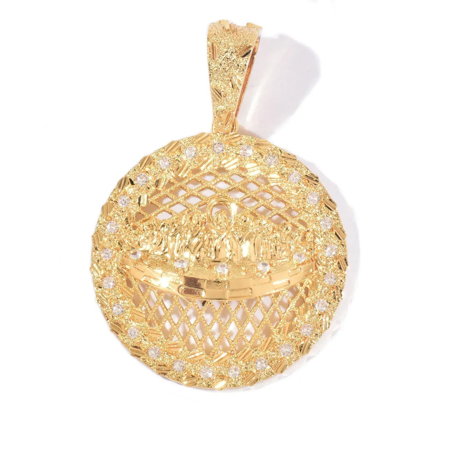 Trendy Jesus Disc Pendant Iced Out Synthetic Moissanite Necklace - CaratixJewelry