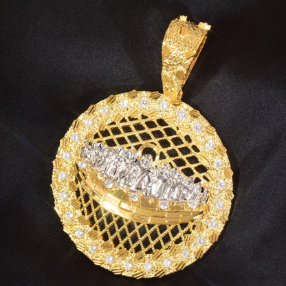 Trendy Jesus Disc Pendant Iced Out Synthetic Moissanite Necklace - CaratixJewelry