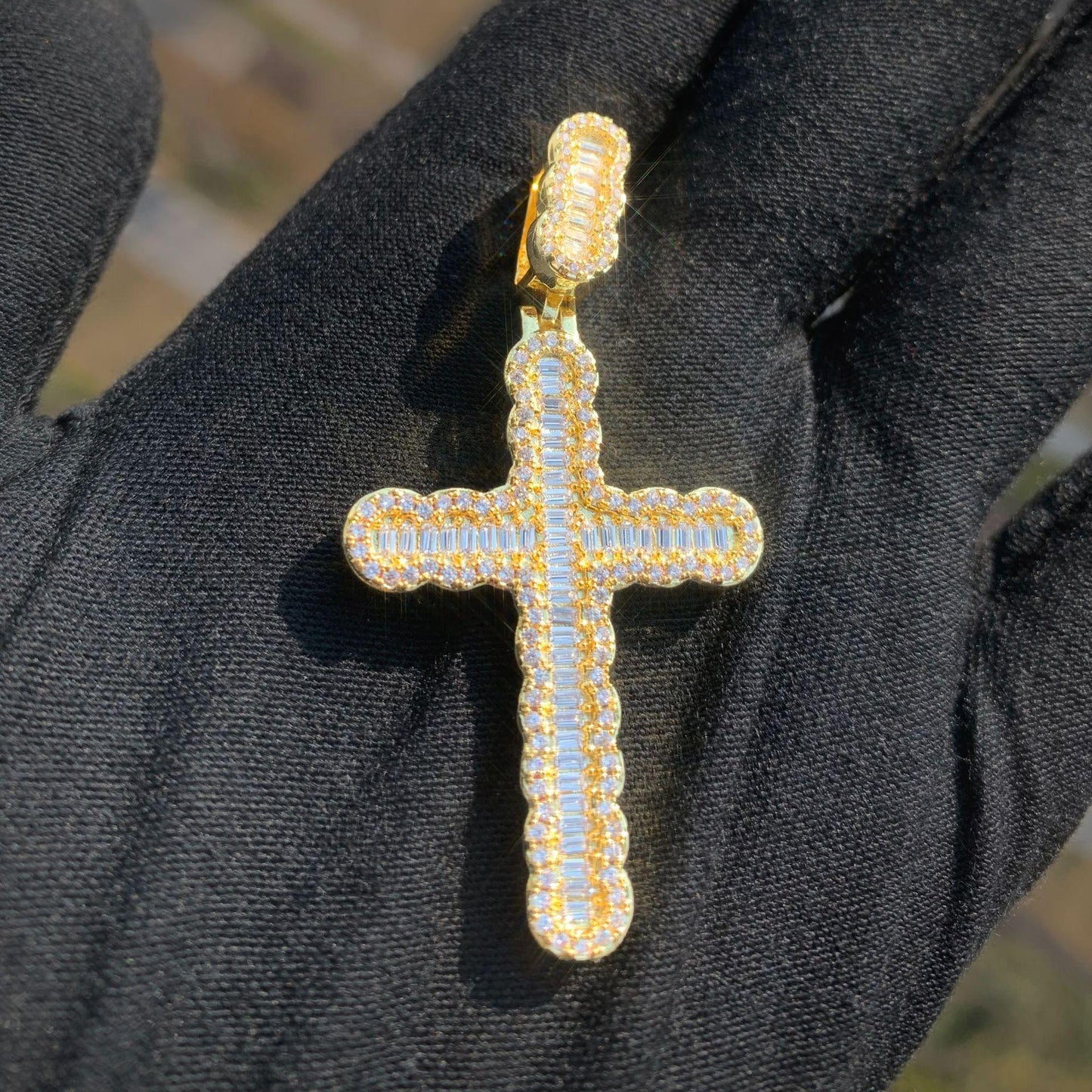 Trendy Ladder Cross Pendant Necklace | Hip Hop Bling Jewelry - CaratixJewelry