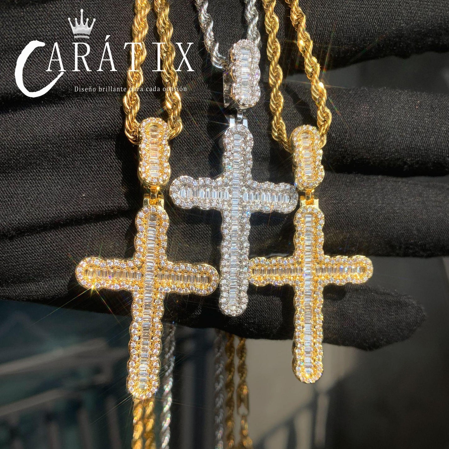 Trendy Ladder Cross Pendant Necklace | Hip Hop Bling Jewelry - CaratixJewelry
