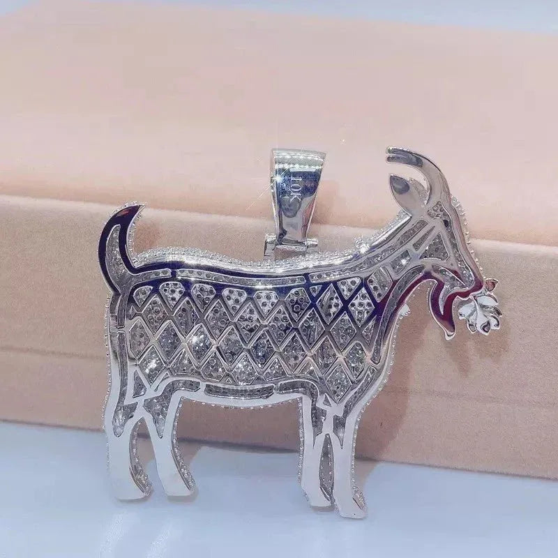 Unique Lamb Hip-Hop Pendant – S925 Silver D Color Moissanite Jewelry - CaratixJewelry