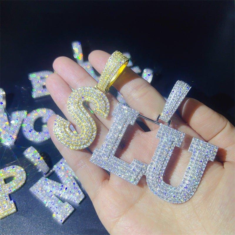 Unique Spliced Letter Hip-Hop Pendant – S925 Silver Moissanite Jewelry - CaratixJewelry