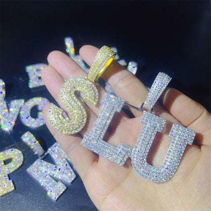 Unique Spliced Letter Hip-Hop Pendant – S925 Silver Moissanite Jewelry - CaratixJewelry