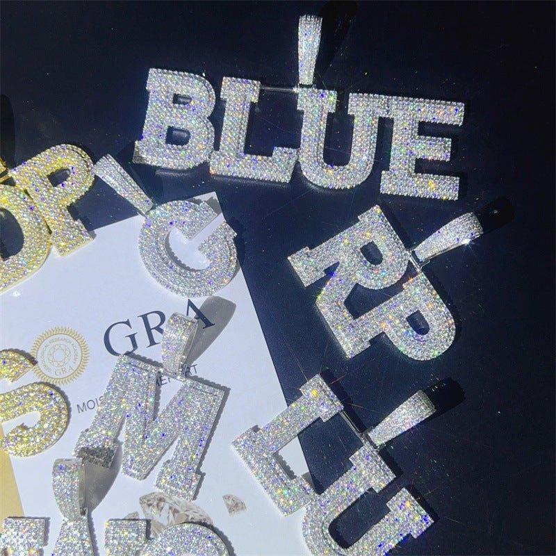 Unique Spliced Letter Hip-Hop Pendant – S925 Silver Moissanite Jewelry - CaratixJewelry