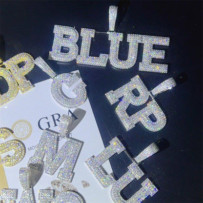Unique Spliced Letter Hip-Hop Pendant – S925 Silver Moissanite Jewelry - CaratixJewelry
