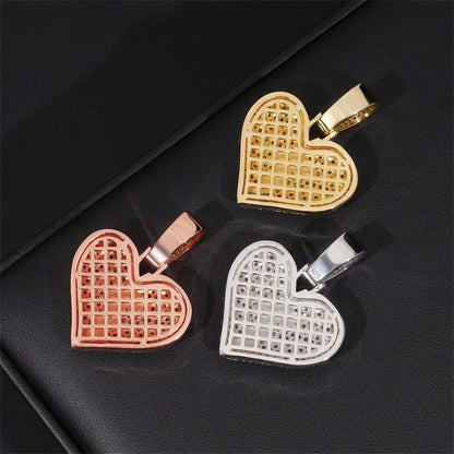 Unisex Heart Hip-Hop Pendant – S925 Silver Moissanite, Fits 5MM Tennis Chain Necklace - CaratixJewelry