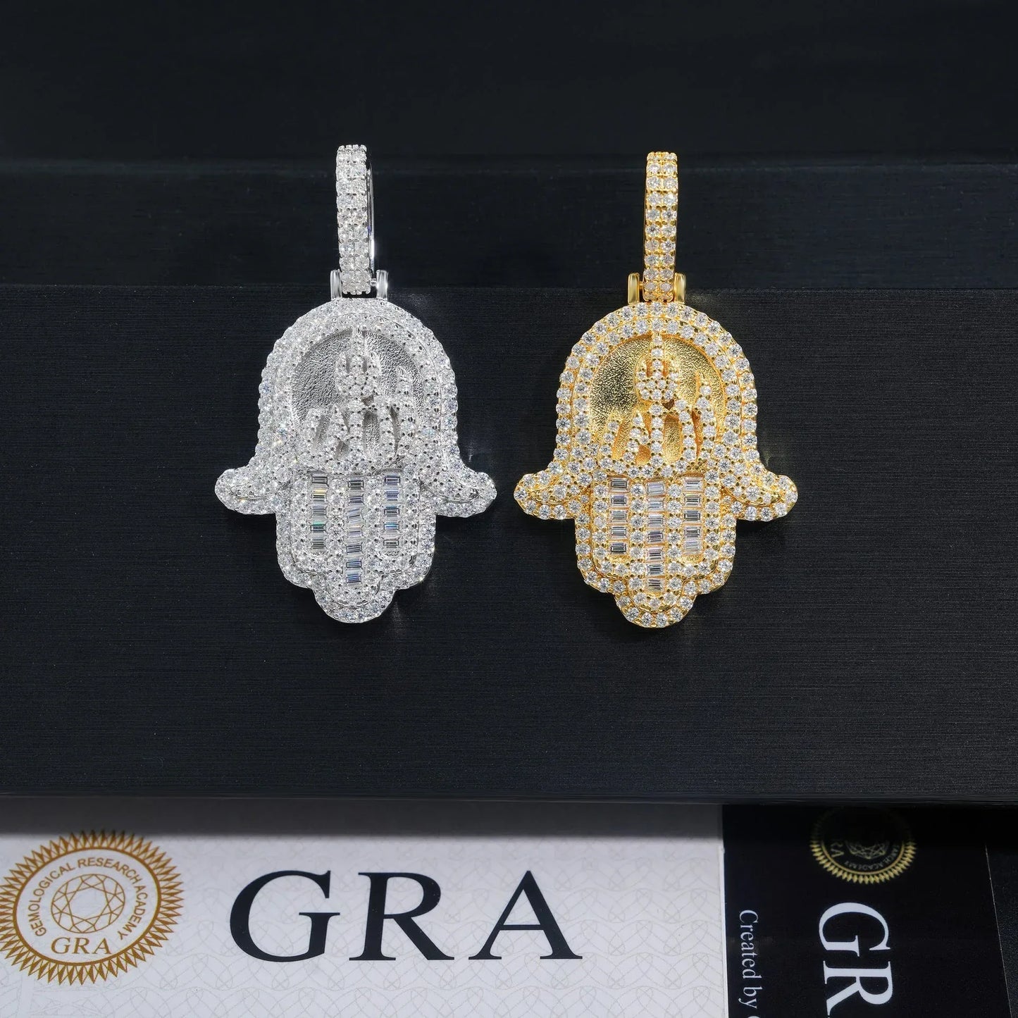 Unisex Hip Hop Moissanite Pendant – 925 Sterling Silver Iced-Out Moissanite Necklace Charm - CaratixJewelry